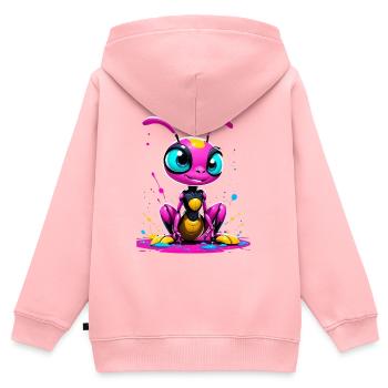 Ameise - Bunte Insektenkarikatur auf Leinwand - Kinder Premium Organic Zip Hoodie - Rosa - Hinten - AI Model Kid Female (0cm)