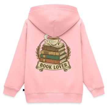 Gemütlicher Bücherstapel mit Dampfbecher - Kinder Premium Organic Zip Hoodie - Rosa - Hinten - AI Model Kid Female (0cm)