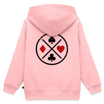 Spielkarten Kontrast - Kinder Premium Organic Zip Hoodie - Rosa - Hinten - AI Model Kid Female (0cm)