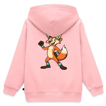 Fuchs Fitness Groove - Kinder Premium Organic Zip Hoodie - Rosa - Hinten - AI Model Kid Female (0cm)