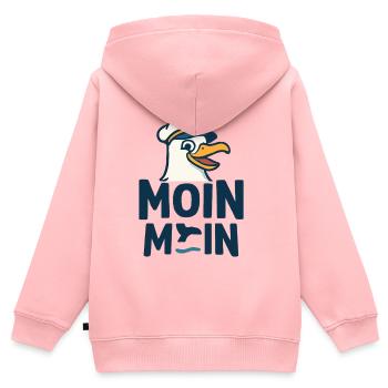Kapitänsmöwe MOIN MOIN Motiv - Kinder Premium Organic Zip Hoodie - Rosa - Hinten - AI Model Kid Female (0cm)