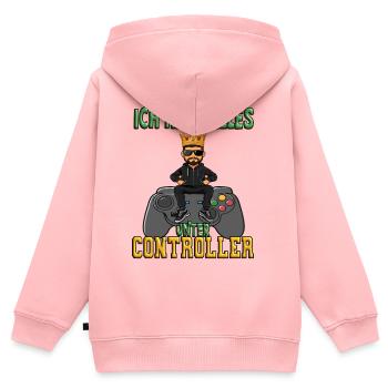 zocken - ich habe alles unter controller - Kinder Premium Organic Zip Hoodie - Rosa - Hinten - AI Model Kid Female (0cm)