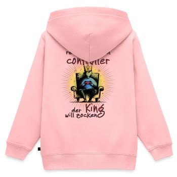 reichet mir den controller der könig will zocken - Kinder Premium Organic Zip Hoodie - Rosa - Hinten - AI Model Kid Female (0cm)