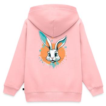 Hasenkopf mit Farbspritzern - Kinder Premium Organic Zip Hoodie - Rosa - Hinten - AI Model Kid Female (0cm)