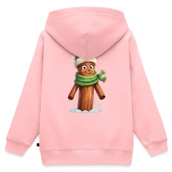 Winterbaumstumpf mit Schal - Kinder Premium Organic Zip Hoodie - Rosa - Hinten - AI Model Kid Female (0cm)