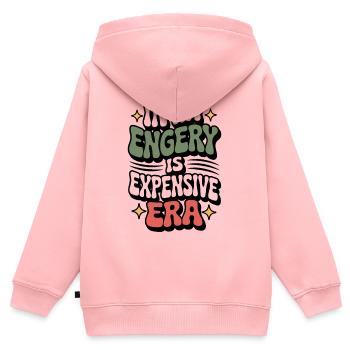 Mon énergie est chère - Sweat Premium à capuche zippé enfant bio - rose - Dos - AI Model Kid Female (0cm)