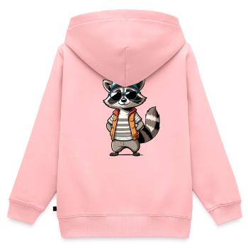Waschbär Streetwear Outfit - Kinder Premium Organic Zip Hoodie - Rosa - Hinten - AI Model Kid Female (0cm)