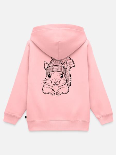Süßes Eichhörnchen mit Mütze - Kinder Premium Organic Zip Hoodie - Rosa
