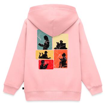 Bücher Lesen, Leseratte - Kinder Premium Organic Zip Hoodie - Rosa - Hinten - AI Model Kid Female (0cm)