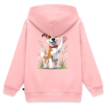 Fröhlicher Hund im Feld - Kinder Premium Organic Zip Hoodie - Rosa - Hinten - AI Model Kid Female (0cm)