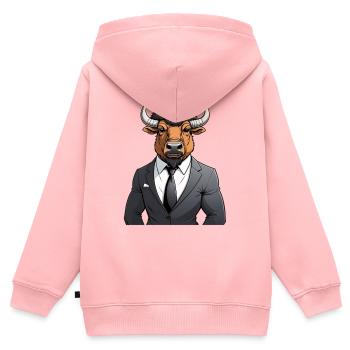 Anzugbulle im Business-Look - Kinder Premium Organic Zip Hoodie - Rosa - Hinten - AI Model Kid Female (0cm)