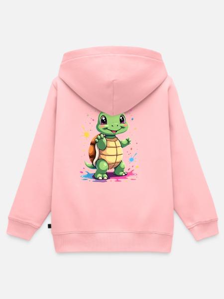 Schildkröte Farbspritzer Spaß - Kinder Premium Organic Zip Hoodie - Rosa
