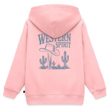 Western Spirit – Vintage Cowboy - Kinder Premium Organic Zip Hoodie - Rosa - Hinten - AI Model Kid Female (0cm)