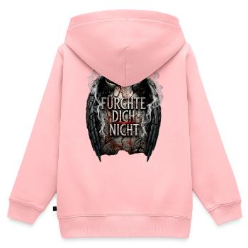 FÜRCHTE DICH NICHT Stein Engelsflügel - Kinder Premium Organic Zip Hoodie - Rosa - Hinten - AI Model Kid Female (0cm)