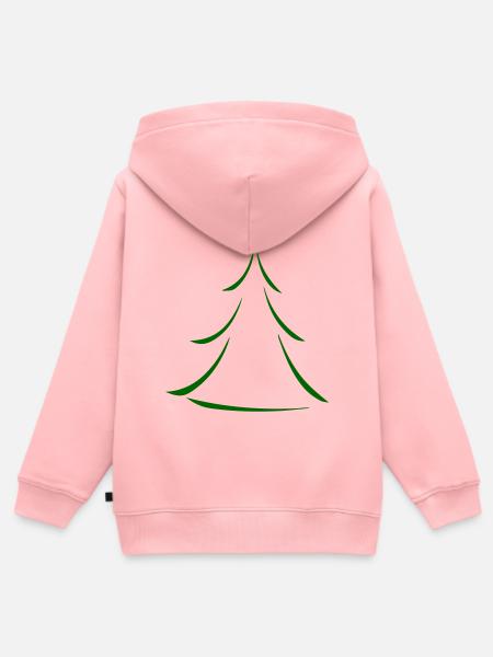 Minimalistische grüne Weihnachtsbaum-Silhouette - Kinder Premium Organic Zip Hoodie - Rosa
