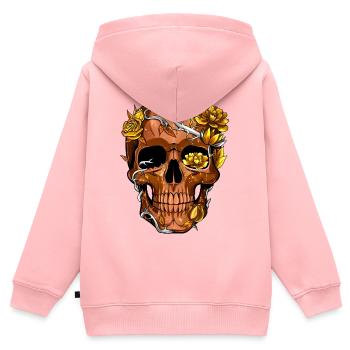 Golden Barbed Wire Floral Skull - Kids Premium Organic Zip-up Hoodie - rose - Back - AI Model Kid Female (0cm)