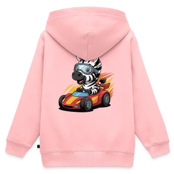 Zebra Rennkart mit Schutzbrille - Kinder Premium Organic Zip Hoodie - Rosa - Hinten - AI Model Kid Female (0cm)