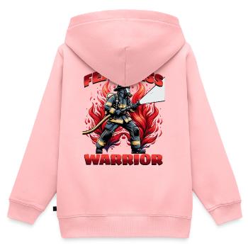 Furchtloser Feuerwehrmann, Feuerwehrheld - Kinder Premium Organic Zip Hoodie - Rosa - Hinten - AI Model Kid Female (0cm)