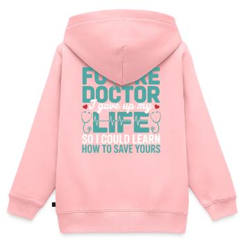 Zukunftsmediziner Lebensretter Spruch - Kinder Premium Organic Zip Hoodie - Rosa - Hinten - AI Model Kid Female (0cm)