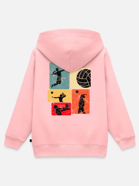 Volleyball Silhouetten Farbblöcke - Kinder Premium Organic Zip Hoodie - Rosa