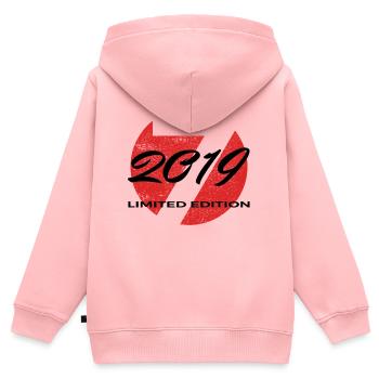 7e anniversaire 2019 cadeau garçons et filles - Sweat Premium à capuche zippé enfant bio - rose - Dos - AI Model Kid Female (0cm)