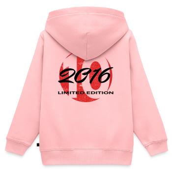 10e anniversaire 2016 cadeau garçons et filles - Sweat Premium à capuche zippé enfant bio - rose - Dos - AI Model Kid Female (0cm)