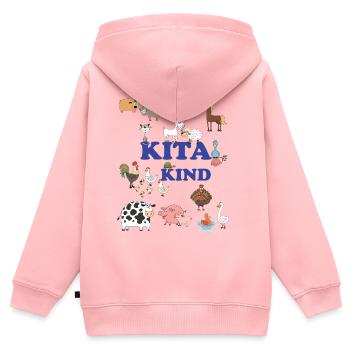 Kita Kind Tierfreunde bunte Tierwelt - Kinder Premium Organic Zip Hoodie - Rosa - Hinten - AI Model Kid Female (0cm)