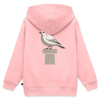 Möwe auf Block – Minimalistische Illustration - Kinder Premium Organic Zip Hoodie - Rosa - Hinten - AI Model Kid Female (0cm)