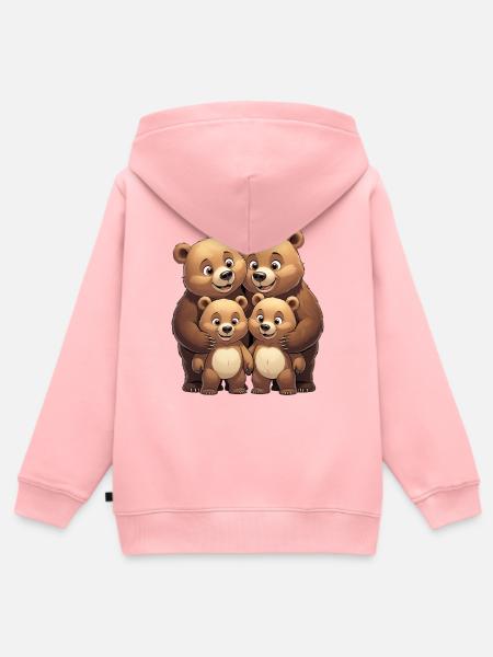 Bärenfamilie Cartoon Herz - Kinder Premium Organic Zip Hoodie - Rosa