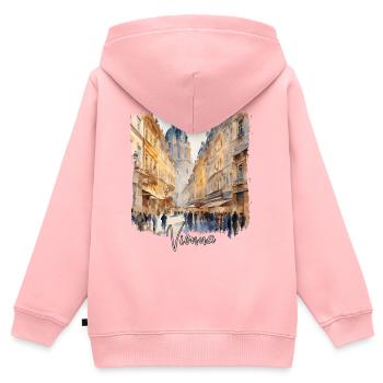Aquarell von Wien, Wien, Österreich - Kinder Premium Organic Zip Hoodie - Rosa - Hinten - AI Model Kid Female (0cm)