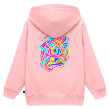 Emblème du pompier - Sweat Premium à capuche zippé enfant bio - rose - Dos - AI Model Kid Female (0cm)