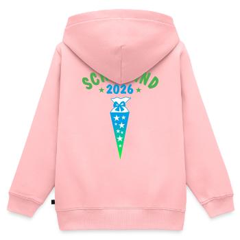 Schulkind 2026 Schultüte Sterne - blau grün - Kinder Premium Organic Zip Hoodie - Rosa - Hinten - AI Model Kid Female (0cm)