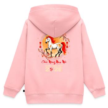Lunar New Year Horse Zodiac - Kinder Premium Organic Zip Hoodie - Rosa - Hinten - AI Model Kid Female (0cm)