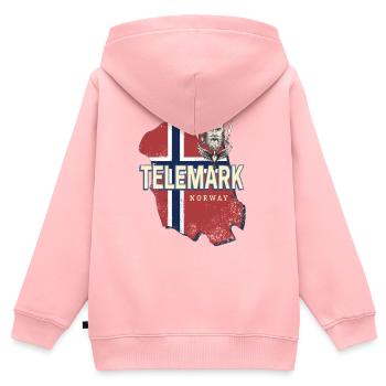Telemark Norwegen Retro Provinz Landkarte Souvenir - Kinder Premium Organic Zip Hoodie - Rosa - Hinten - AI Model Kid Female (0cm)