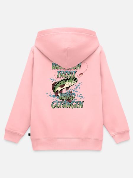 Trout - Forellenangeln Fang-Garantie - Kinder Premium Organic Zip Hoodie - Rosa