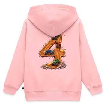 4th Birthday, 4 Year Old Boy, Monster Truck - Kids Premium Organic Zip-up Hoodie - rose - Back - AI Model Kid Female (0cm)