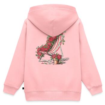 Vintage Liegestuhl Blumen Shirt - Kinder Premium Organic Zip Hoodie - Rosa - Hinten - AI Model Kid Female (0cm)