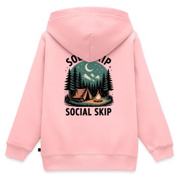 Solo statt Smalltalk | Camping Introvertiert - Kinder Premium Organic Zip Hoodie - Rosa - Hinten - AI Model Kid Female (0cm)