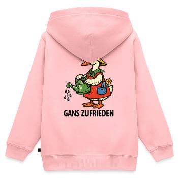 Gans zufrieden | Garten Gans gießt glücklich - Kinder Premium Organic Zip Hoodie - Rosa - Hinten - AI Model Kid Female (0cm)