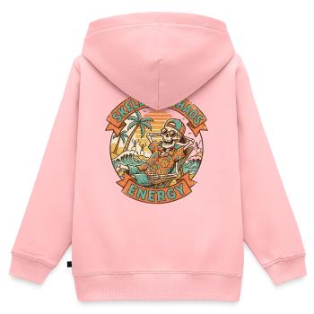 Skeleton Chaos Energy Retro Strand Grafik - Kinder Premium Organic Zip Hoodie - Rosa - Hinten - AI Model Kid Female (0cm)