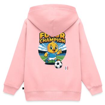 Futur Champion Poussin Foot - Sweat Premium à capuche zippé enfant bio - rose - Dos - AI Model Kid Female (0cm)