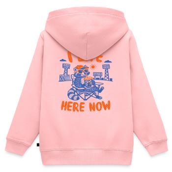 Lustiger Waschbär Ich wohne jetzt hier Baseball - Kinder Premium Organic Zip Hoodie - Rosa - Hinten - AI Model Kid Female (0cm)