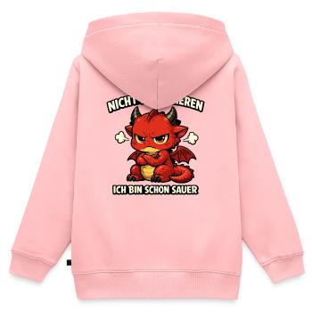 Nicht provozieren Drachen Spruch im Comicstil - Kinder Premium Organic Zip Hoodie - Rosa - Hinten - AI Model Kid Female (0cm)