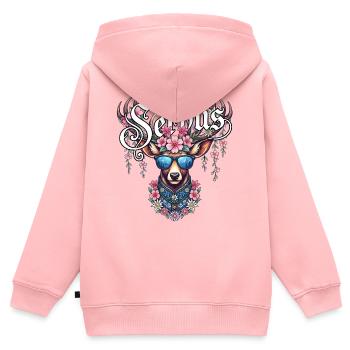Chemise Servus Chemise traditionnelle féminine Costume traditionnel Tenue - Sweat Premium à capuche zippé enfant bio - rose - Dos - AI Model Kid Female (0cm)