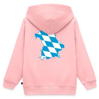 Bayern Landkarte mit blau weiß Rautenmuster - Kinder Premium Organic Zip Hoodie - Rosa - Hinten - AI Model Kid Female (0cm)