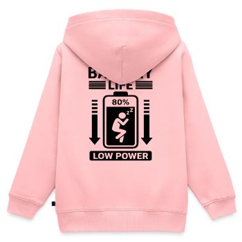 Battery Life Low Power Humor Battery Empty - Kids Premium Organic Zip-up Hoodie - rose - Back - AI Model Kid Female (0cm)