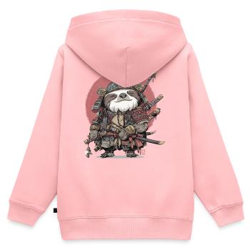 Armure samouraï paresseuse - Sweat Premium à capuche zippé enfant bio - rose - Dos - AI Model Kid Female (0cm)