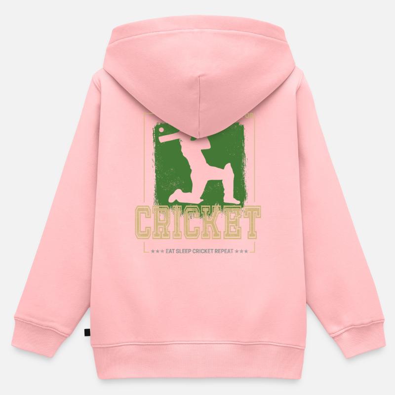Conception du batteur de cricket pour lanceur ou entraîneur - Sweat Premium à capuche zippé enfant bio - rose