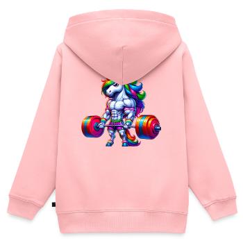 Unicorn Weightlifting Deadlift Fitness Gym - Kinder Premium Organic Zip Hoodie - Rosa - Hinten - AI Model Kid Female (0cm)