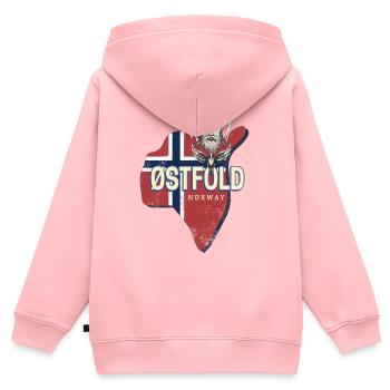 Østfold Provinz in Norwegen mit Landkarte Souvenir - Kinder Premium Organic Zip Hoodie - Rosa - Hinten - AI Model Kid Female (0cm)